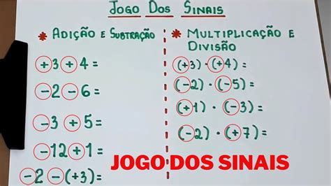 lista exercícios regra sinais